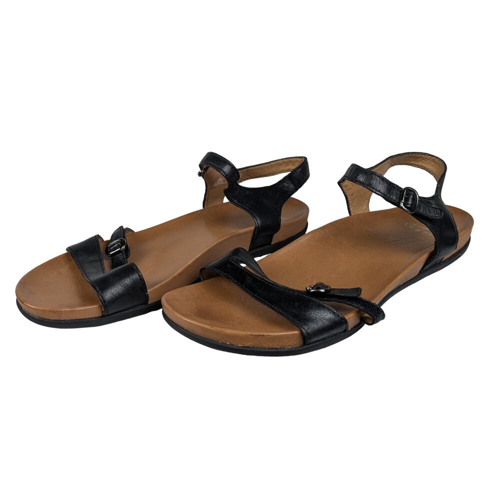 Womens Dansko Janelle Black Glazed Leather Sandals Size 38